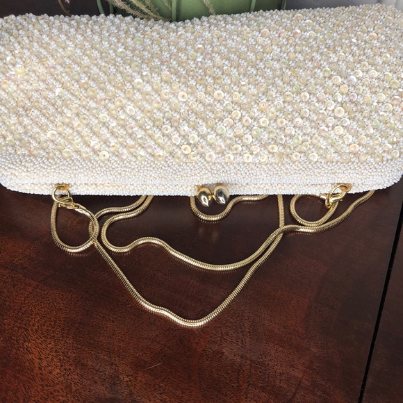 Iridescent Sequins & Seed Bead Crossbody /Clutch - Picture 7 of 12